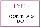 Text Box: TYPE:
LOOK/READ/ DO 
